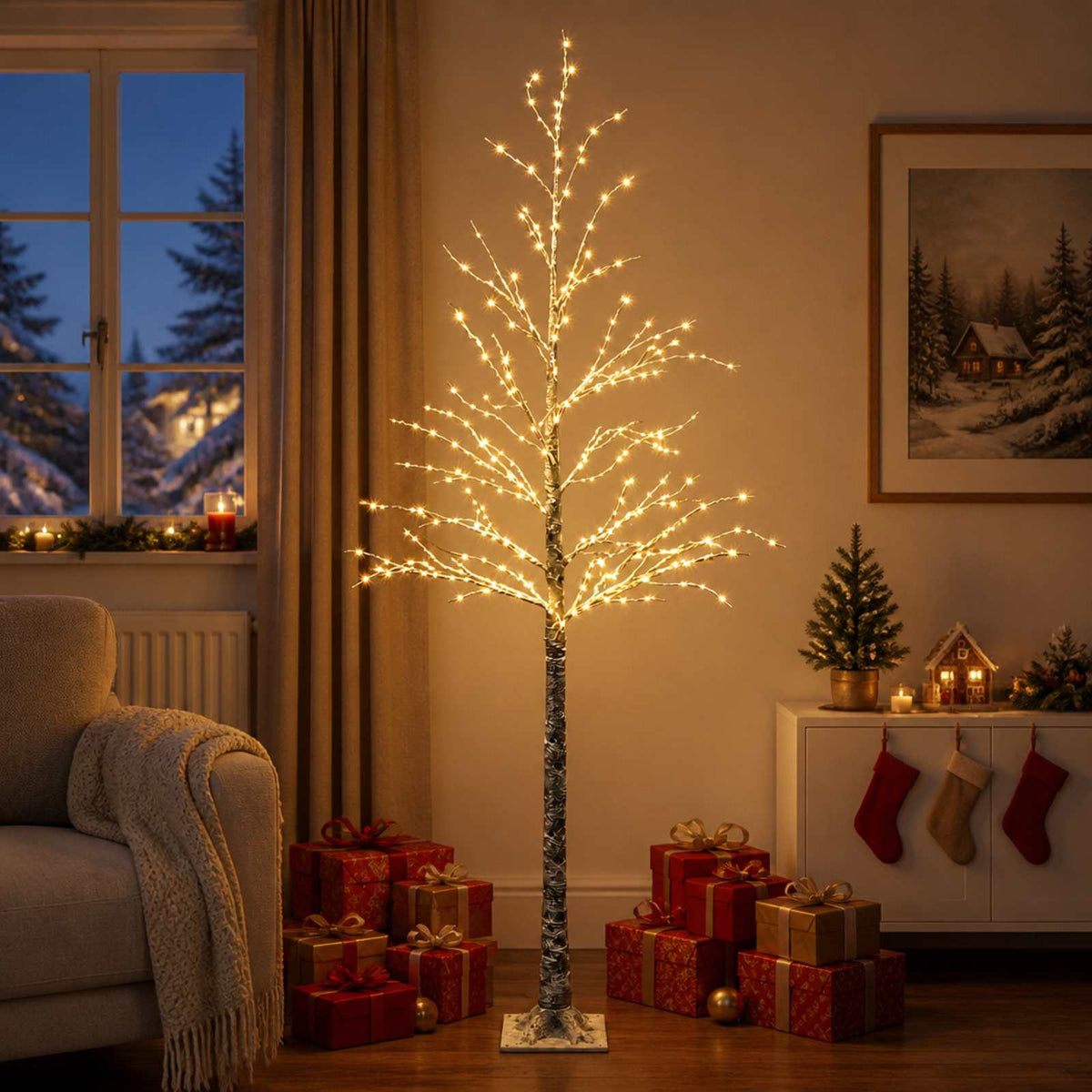vidaXL Snow-Covered LED Christmas Tree Brown 25 x 25 x 240 cm Plastic