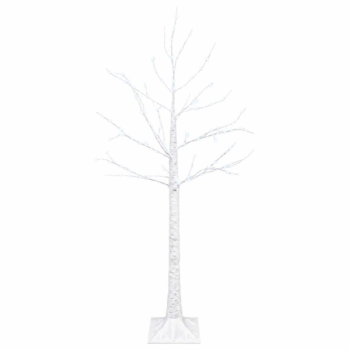 vidaXL Birch Christmas Tree White 22 x 22 x 120 cm Plastic 174 LEDs