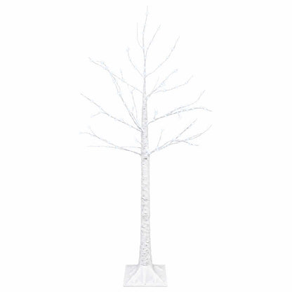 vidaXL Birch Christmas Tree White 22 x 22 x 120 cm Plastic 174 LEDs