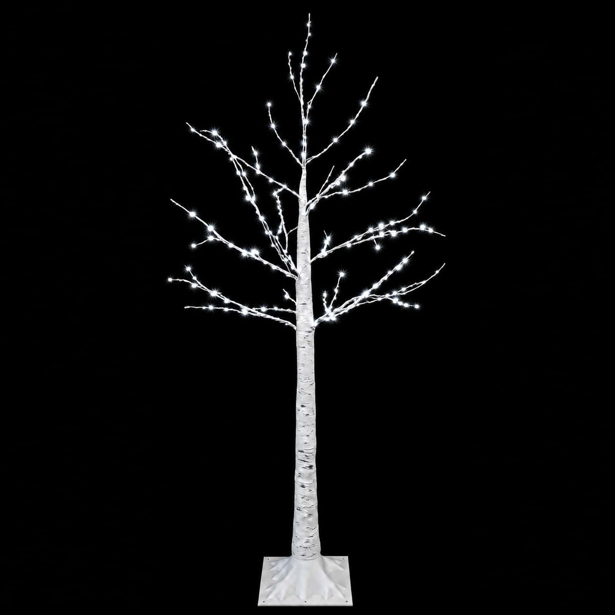 vidaXL Birch Christmas Tree White 22 x 22 x 120 cm Plastic 174 LEDs