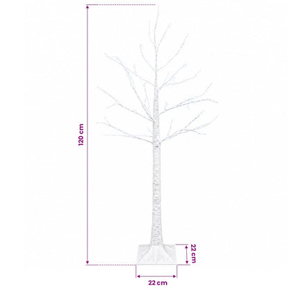 vidaXL Birch Christmas Tree White 22 x 22 x 120 cm Plastic 174 LEDs