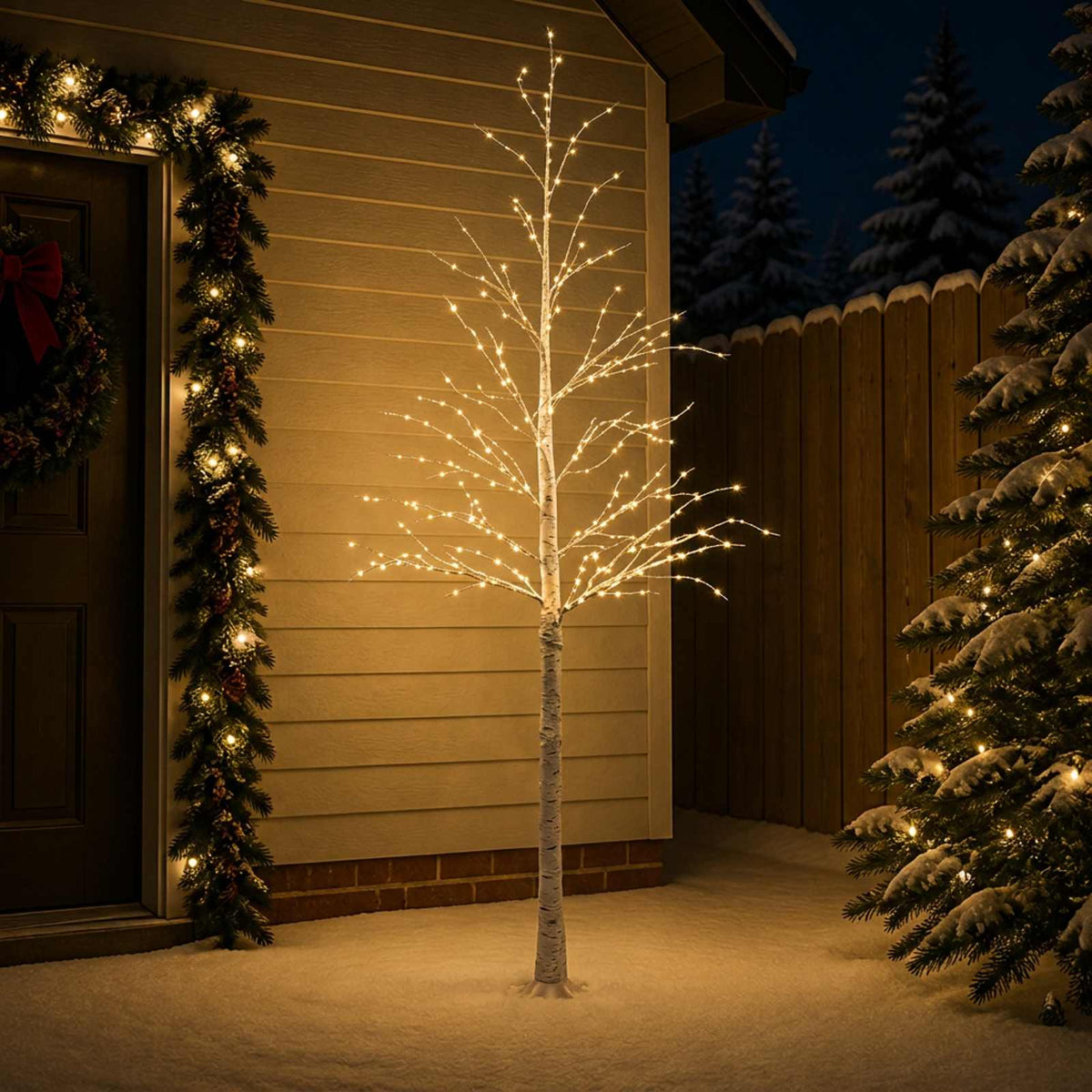 vidaXL Birch Christmas Tree White 25 x 25 x 240 cm Plastic 493 LEDs