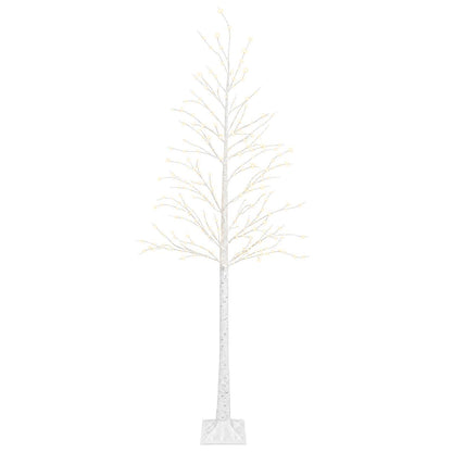 vidaXL Birch Christmas Tree White 25 x 25 x 240 cm Plastic 493 LEDs