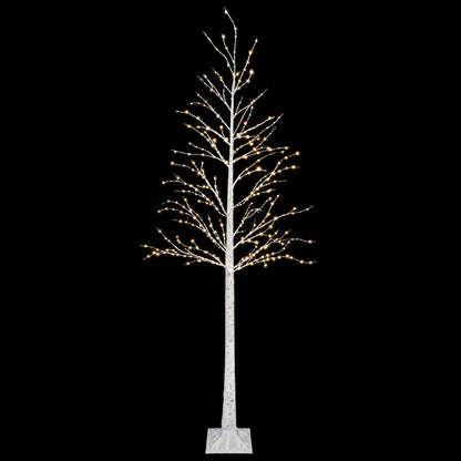 vidaXL Birch Christmas Tree White 25 x 25 x 240 cm Plastic 493 LEDs