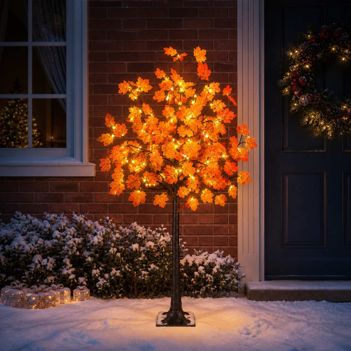 vidaXL LED Maple Christmas Tree Brown 120 cm Plastic 48 LEDs