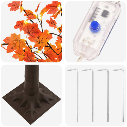 vidaXL LED Maple Christmas Tree Brown 120 cm Plastic 48 LEDs