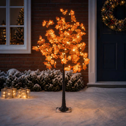vidaXL LED Maple Christmas Tree Brown 150 cm Plastic 96 LEDs