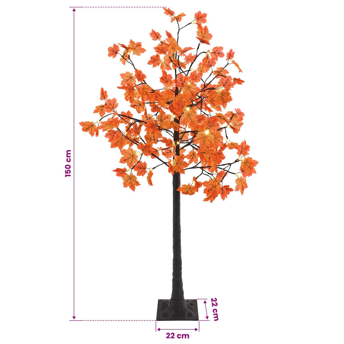 vidaXL LED Maple Christmas Tree Brown 150 cm Plastic 96 LEDs