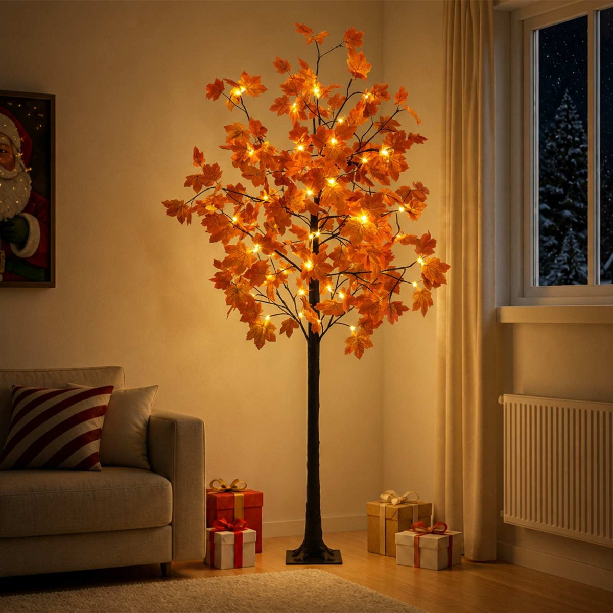 vidaXL LED Maple Christmas Tree Brown 180 cm Plastic 120 LEDs