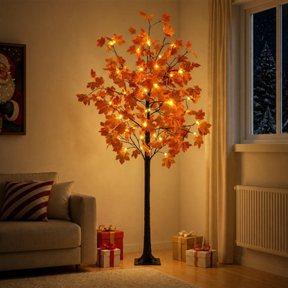 vidaXL LED Maple Christmas Tree Brown 180 cm Plastic 120 LEDs