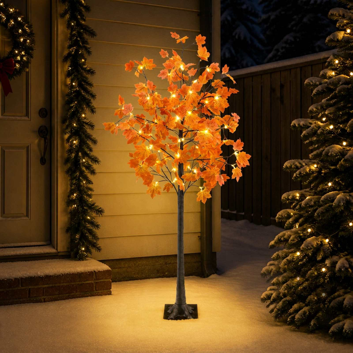 vidaXL LED Maple Christmas Tree Brown 180 cm Plastic 120 LEDs