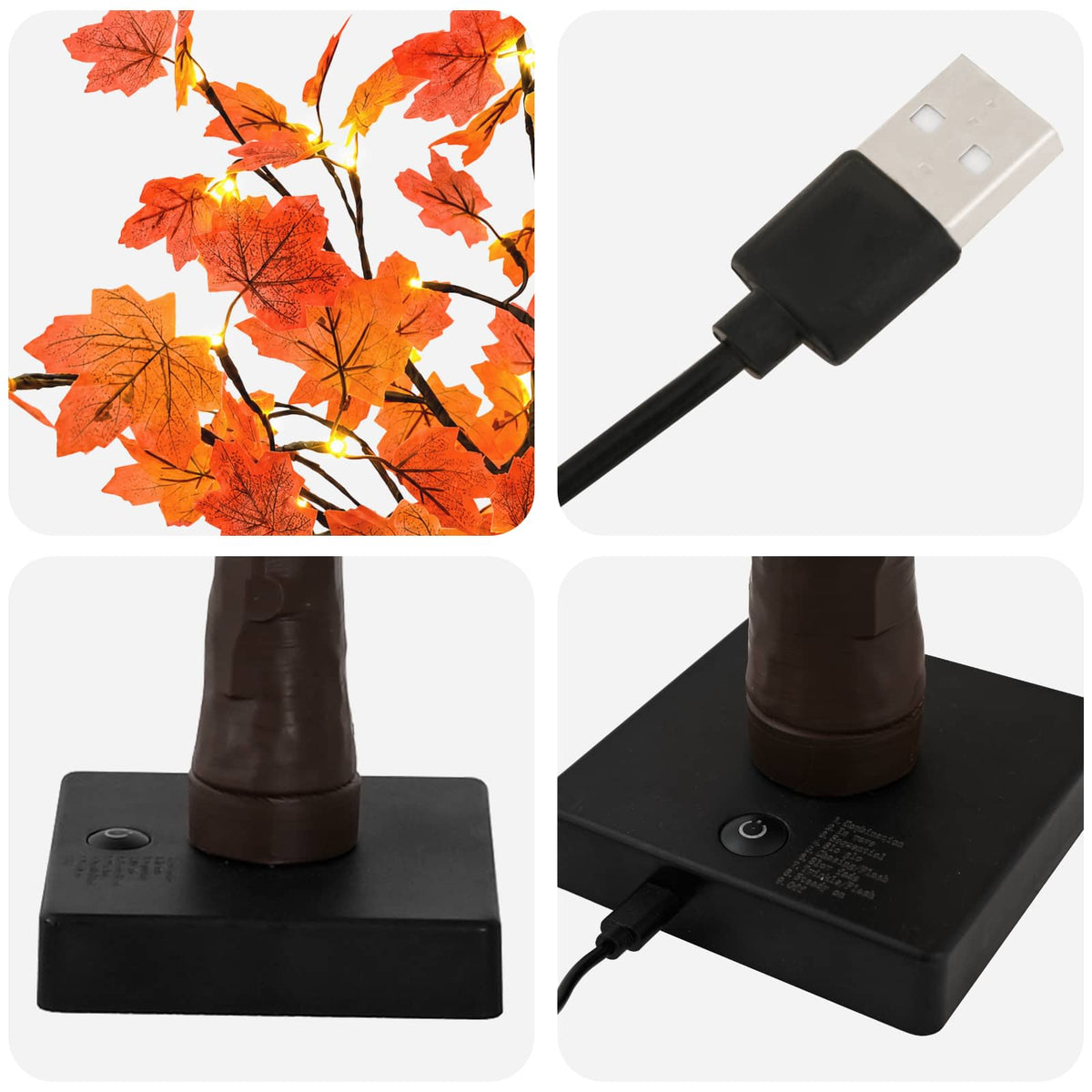 vidaXL LED Maple Christmas Tree 2 pcs Brown 58 cm Plastic 48 LEDs