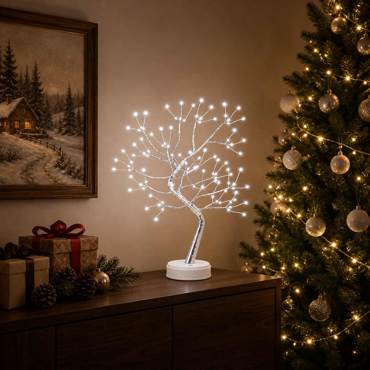 vidaXL Mini Starburst Christmas Tree 2 pcs Silver 12 x 50 cm Steel