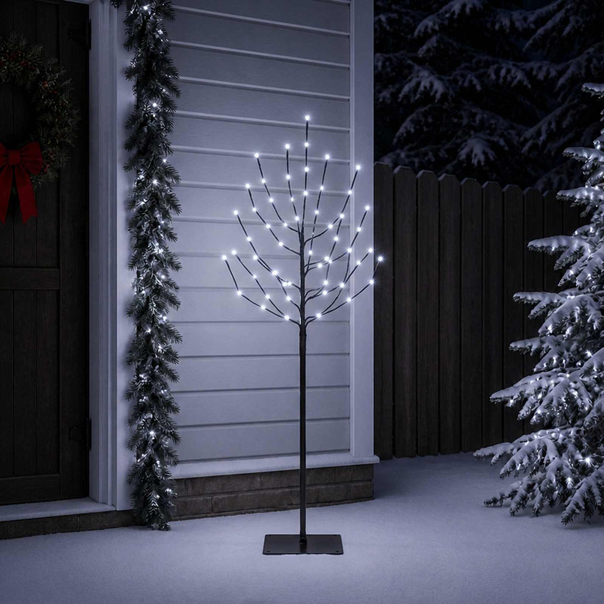 vidaXL LED Christmas Tree Black 150 cm Steel 140 LEDs