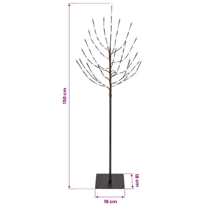 vidaXL LED Christmas Tree Black 150 cm Steel 140 LEDs