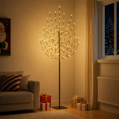 vidaXL LED Christmas Tree Black 20 x 20 x 180 cm Steel 160 LEDs