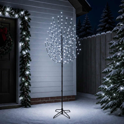 vidaXL LED Christmas Tree Black 210 cm Steel 180 LEDs
