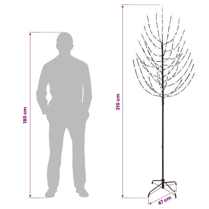 vidaXL LED Christmas Tree Black 210 cm Steel 180 LEDs