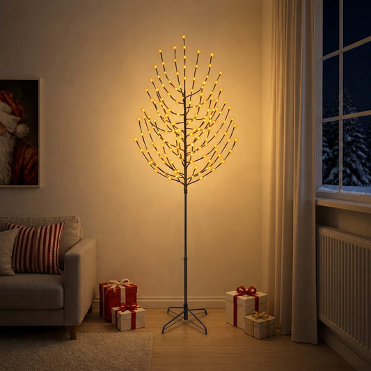 vidaXL LED Christmas Tree Black 47 x 240 cm Steel 220 LEDs