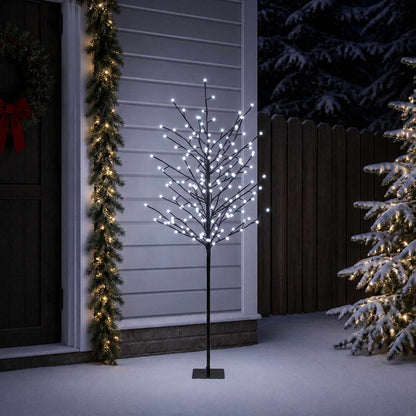 vidaXL LED Ball Christmas Tree Black 150 cm Steel 185 LEDs