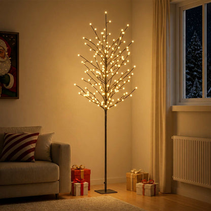 vidaXL LED Ball Christmas Tree Black 180 cm Steel 220 LEDs