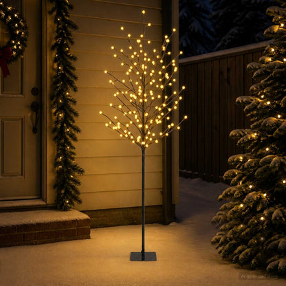 vidaXL LED Ball Christmas Tree Black 180 cm Steel 220 LEDs