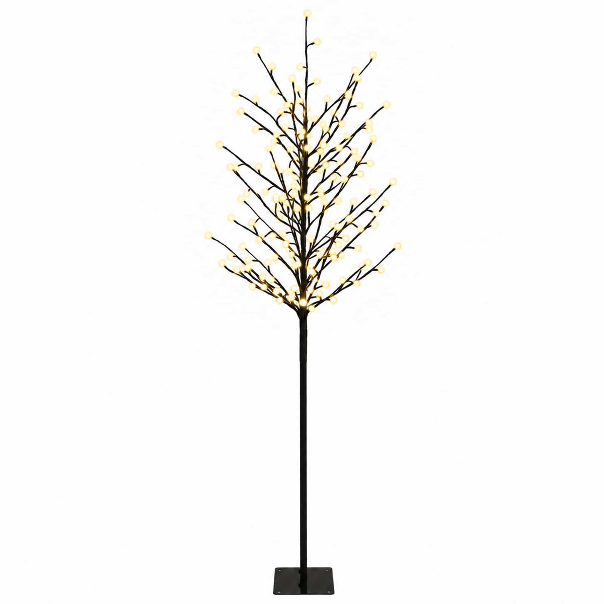 vidaXL LED Ball Christmas Tree Black 180 cm Steel 220 LEDs