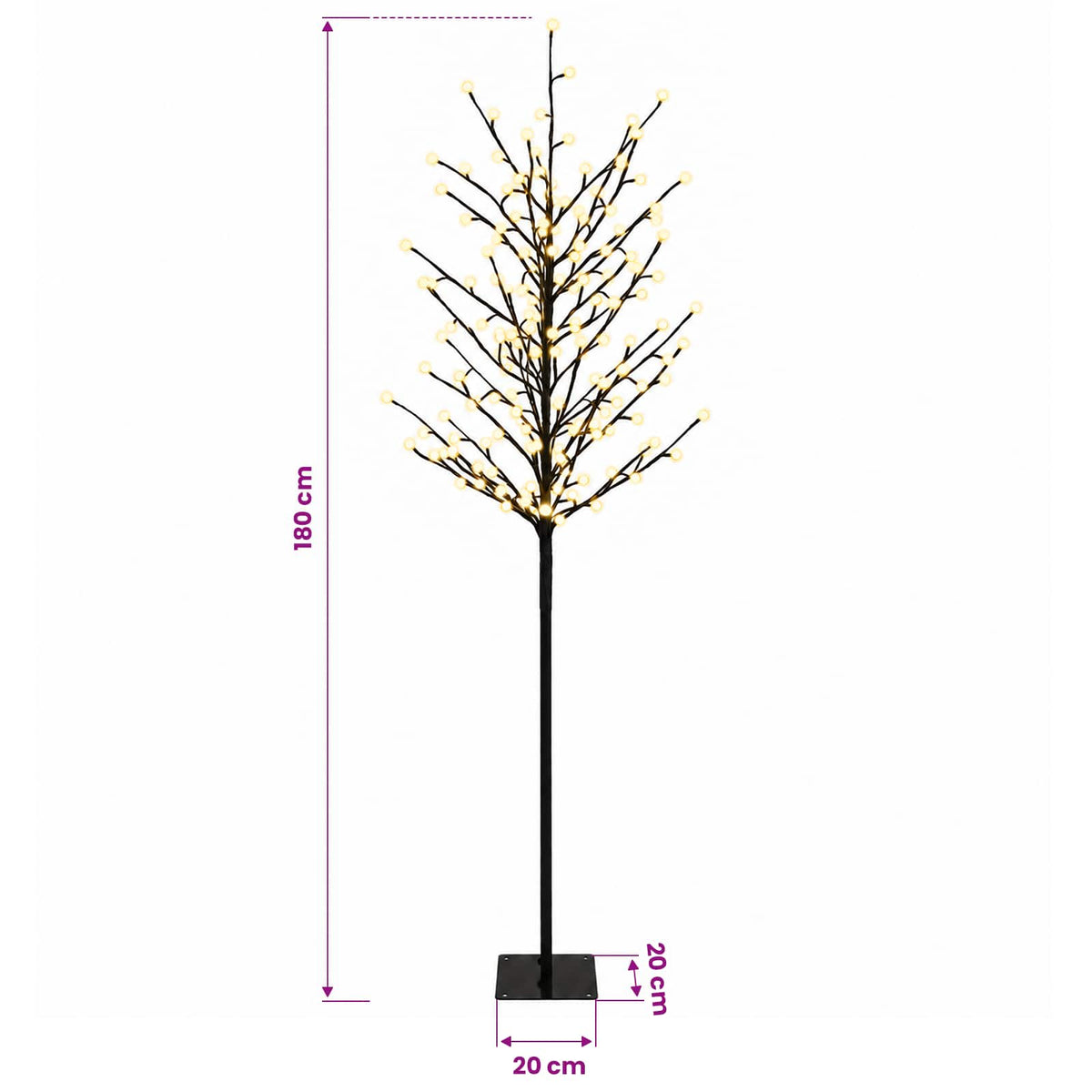 vidaXL LED Ball Christmas Tree Black 180 cm Steel 220 LEDs