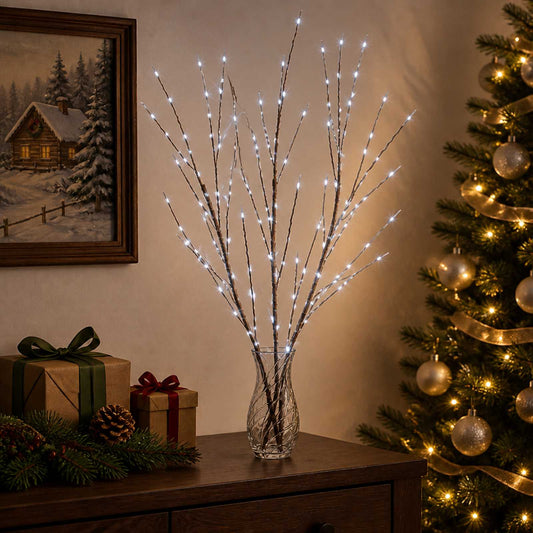 vidaXL LED Copper Branch Christmas Decoration 3 pcs Brown 62 cm Steel