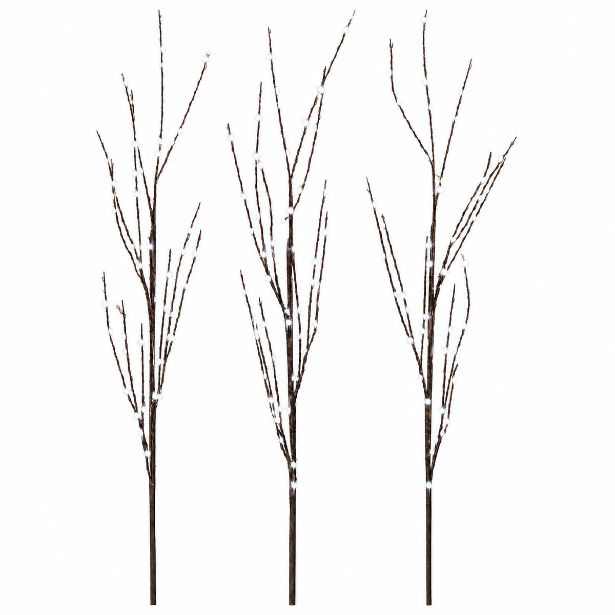 vidaXL LED Copper Branch Christmas Decoration 3 pcs Brown 62 cm Steel