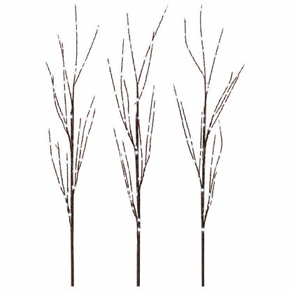 vidaXL LED Copper Branch Christmas Decoration 3 pcs Brown 62 cm Steel