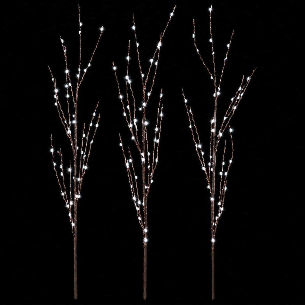 vidaXL LED Copper Branch Christmas Decoration 3 pcs Brown 62 cm Steel