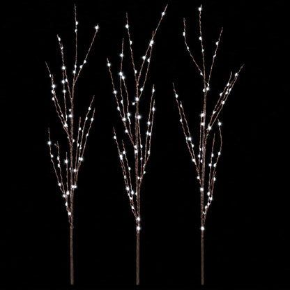 vidaXL LED Copper Branch Christmas Decoration 3 pcs Brown 62 cm Steel