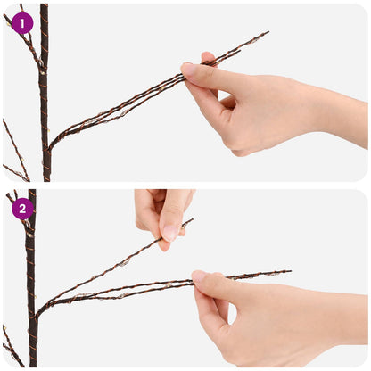 vidaXL LED Copper Branch Christmas Decoration 3 pcs Brown 62 cm Steel