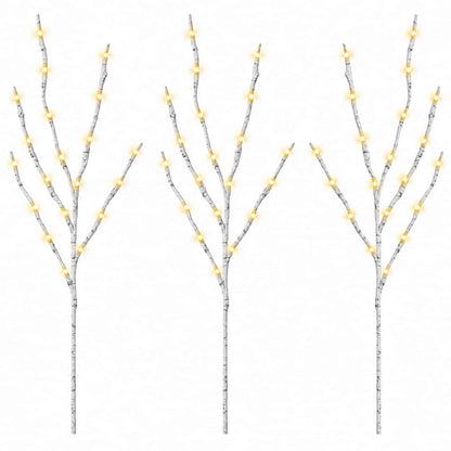 vidaXL LED Copper Branch Christmas Decoration 3 pcs White 62 cm Steel