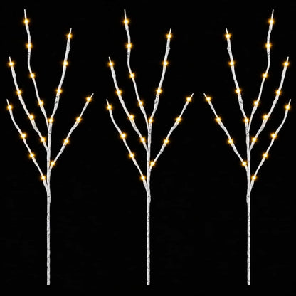 vidaXL LED Copper Branch Christmas Decoration 3 pcs White 62 cm Steel