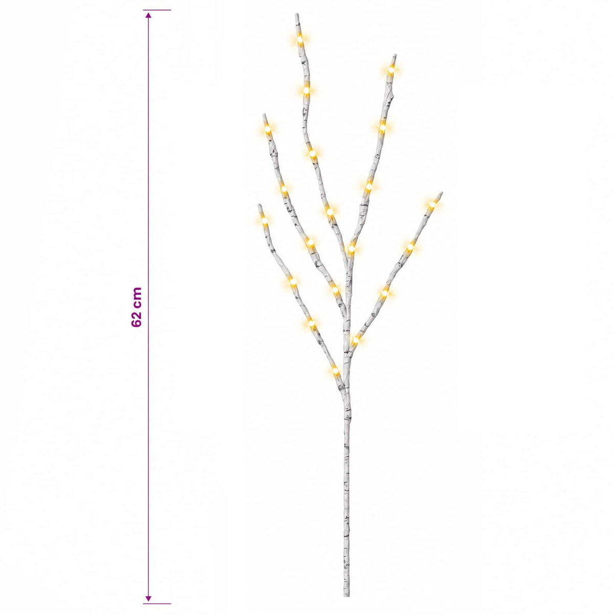 vidaXL LED Copper Branch Christmas Decoration 3 pcs White 62 cm Steel
