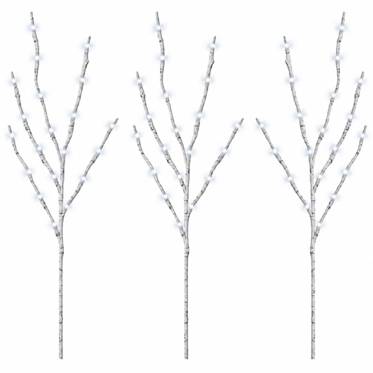 vidaXL LED Copper Branch Christmas Decoration 3 pcs White 62 cm Steel
