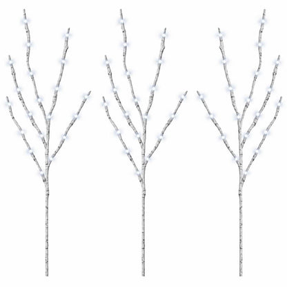 vidaXL LED Copper Branch Christmas Decoration 3 pcs White 62 cm Steel
