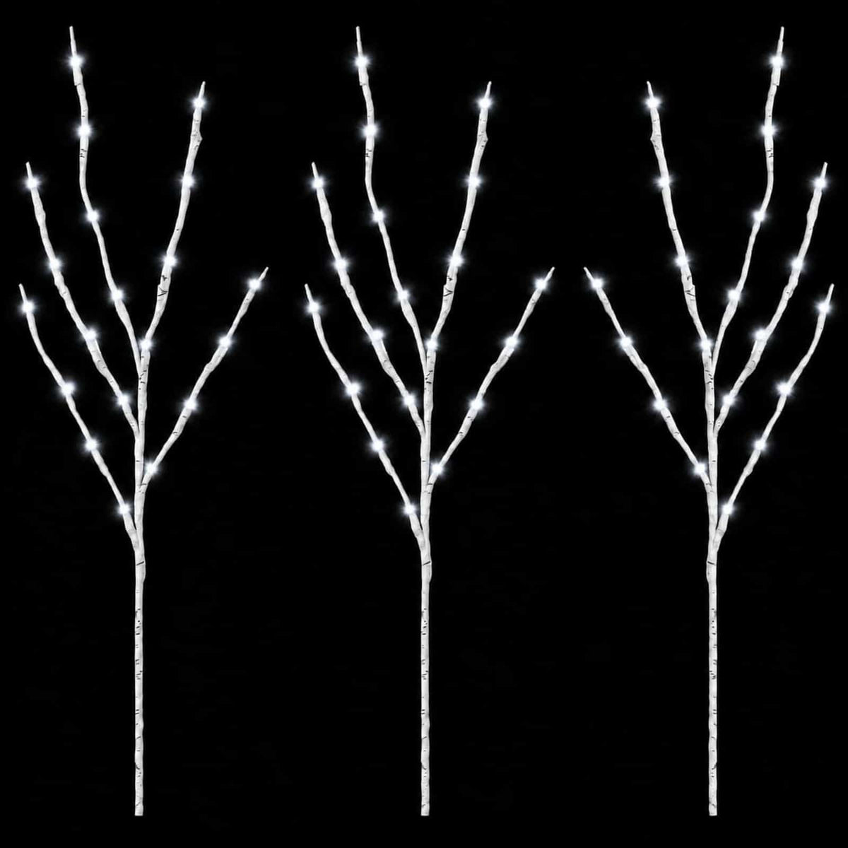 vidaXL LED Copper Branch Christmas Decoration 3 pcs White 62 cm Steel