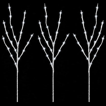 vidaXL LED Copper Branch Christmas Decoration 3 pcs White 62 cm Steel