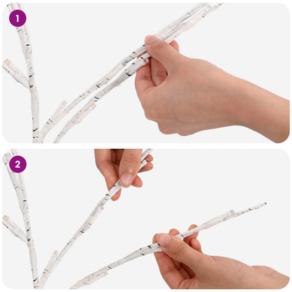 vidaXL LED Copper Branch Christmas Decoration 3 pcs White 62 cm Steel