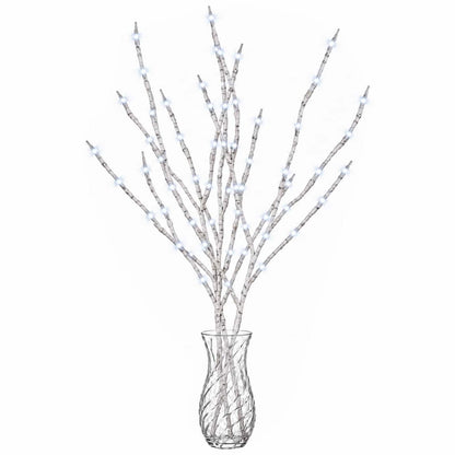 vidaXL LED Copper Branch Christmas Decoration 3 pcs White 62 cm Steel