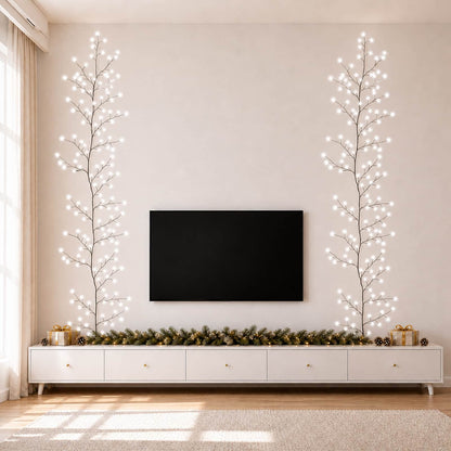 vidaXL LED Willow Vine Christmas Decoration 2 pcs Black 270 cm Steel