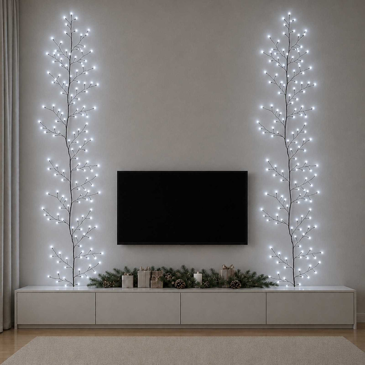vidaXL LED Willow Vine Christmas Decoration 2 pcs Black 270 cm Steel