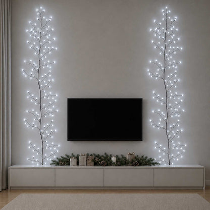 vidaXL LED Willow Vine Christmas Decoration 2 pcs Black 270 cm Steel