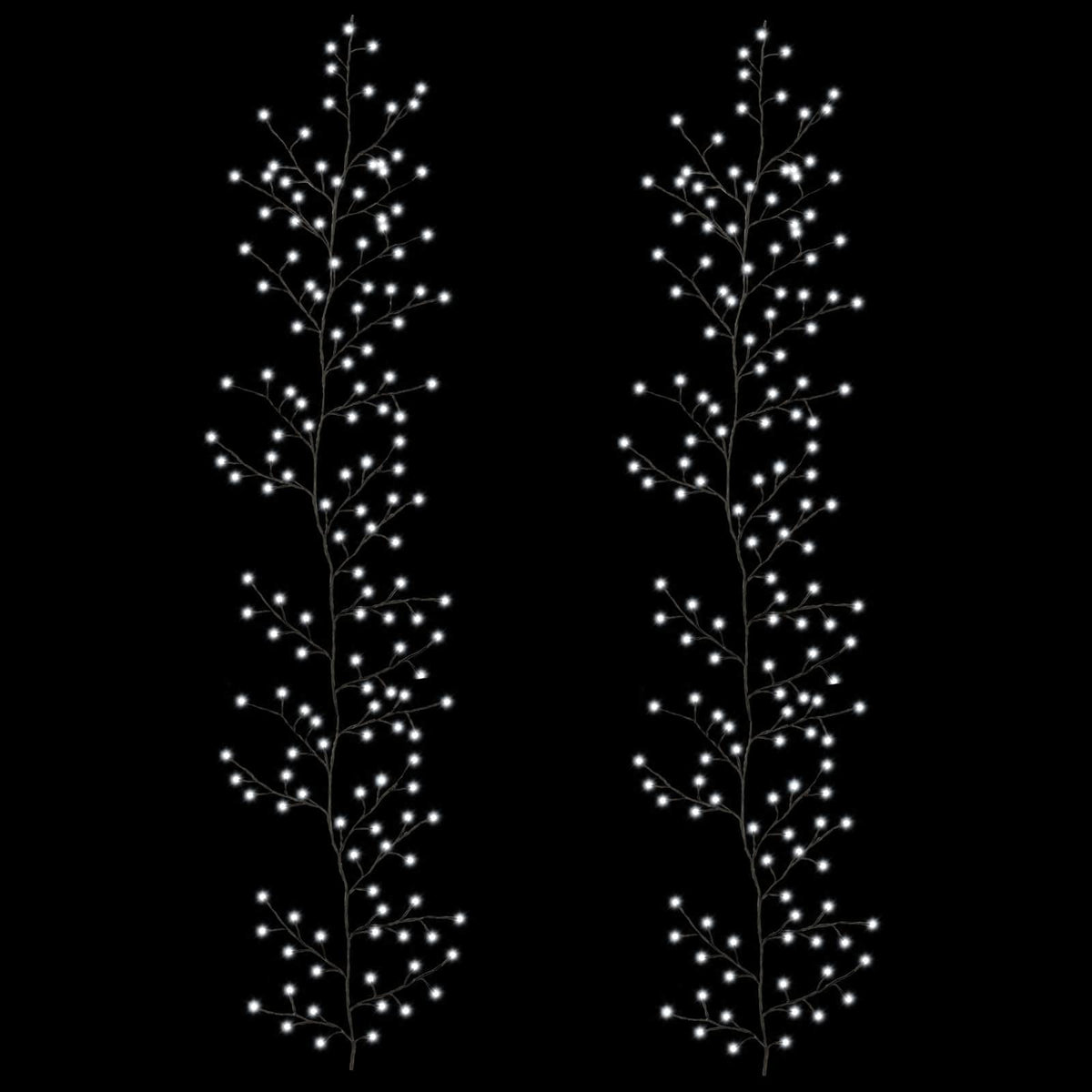 vidaXL LED Willow Vine Christmas Decoration 2 pcs Black 270 cm Steel