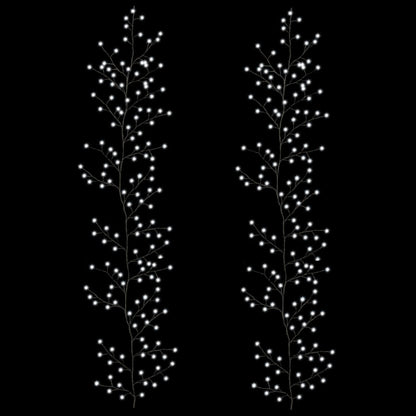 vidaXL LED Willow Vine Christmas Decoration 2 pcs Black 270 cm Steel