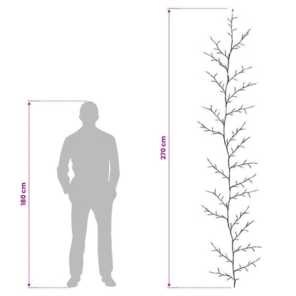 vidaXL LED Willow Vine Christmas Decoration 2 pcs Black 270 cm Steel