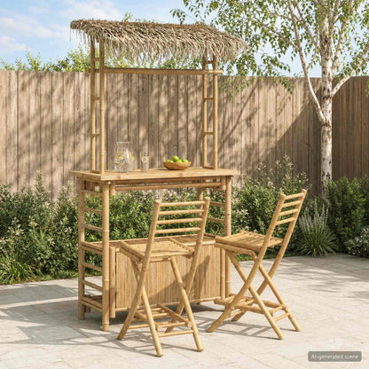 vidaXL Outdoor Bar Table and Stools 3 pcs Natural Bamboo